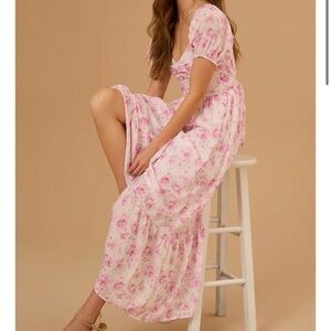NEW Altar’d State Pink Floral Maxi Dress Size Medium NWT